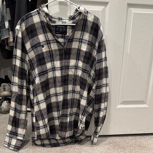 American Eagle Outfitters Black and White Plaid Casual Button Down Shirt